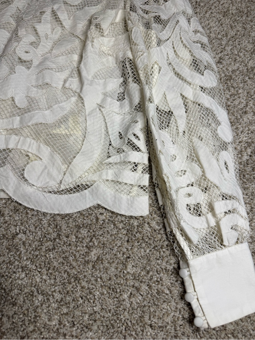 By Anthropologie Lace Detail Blouse | Small | Ivory - Picture 8 of 13
